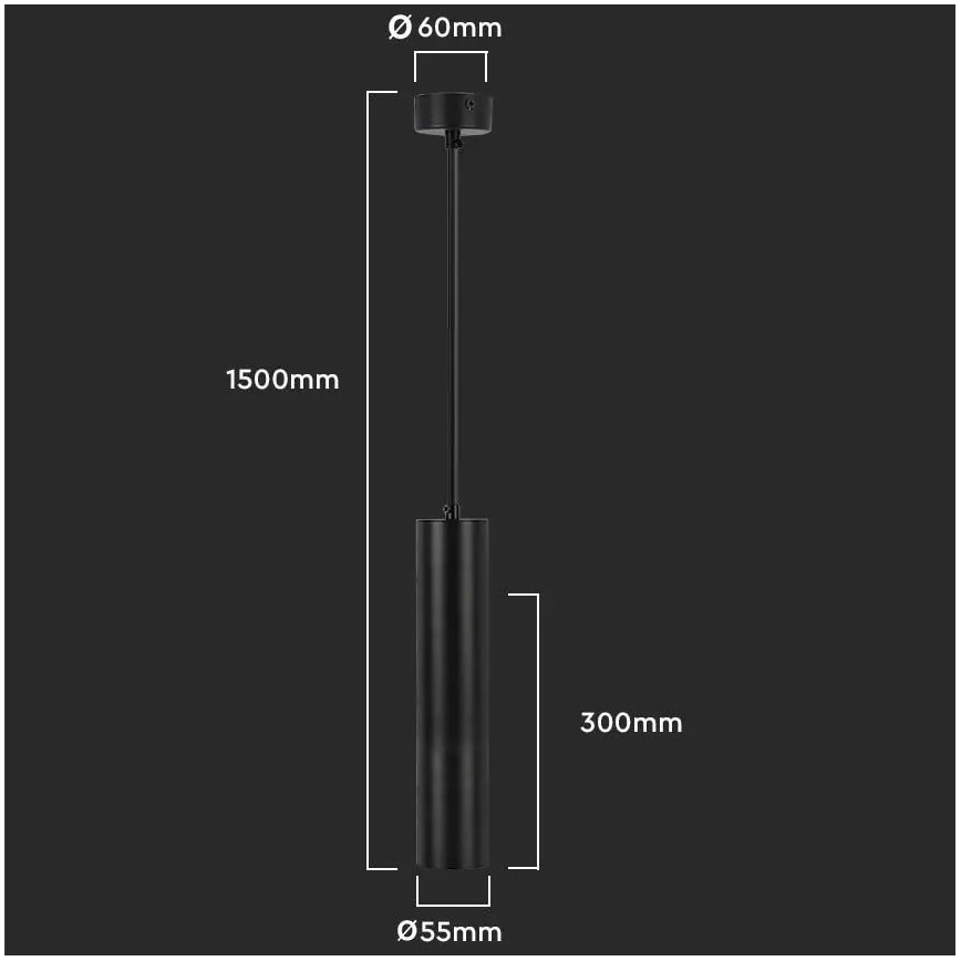 Подвесная люстра 1xGU10/35W/230V 30 cm черная