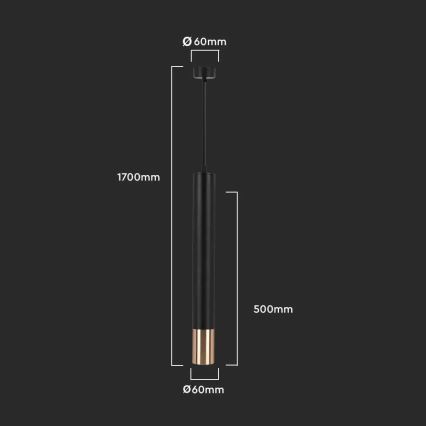 Подвесная люстра 1xGU10/35W/230V 50 cm черная/золотая