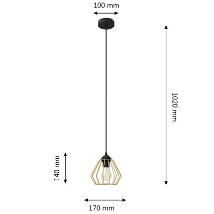 Подвесная люстра AGAT 1xE27/15W/230V золотой/черный