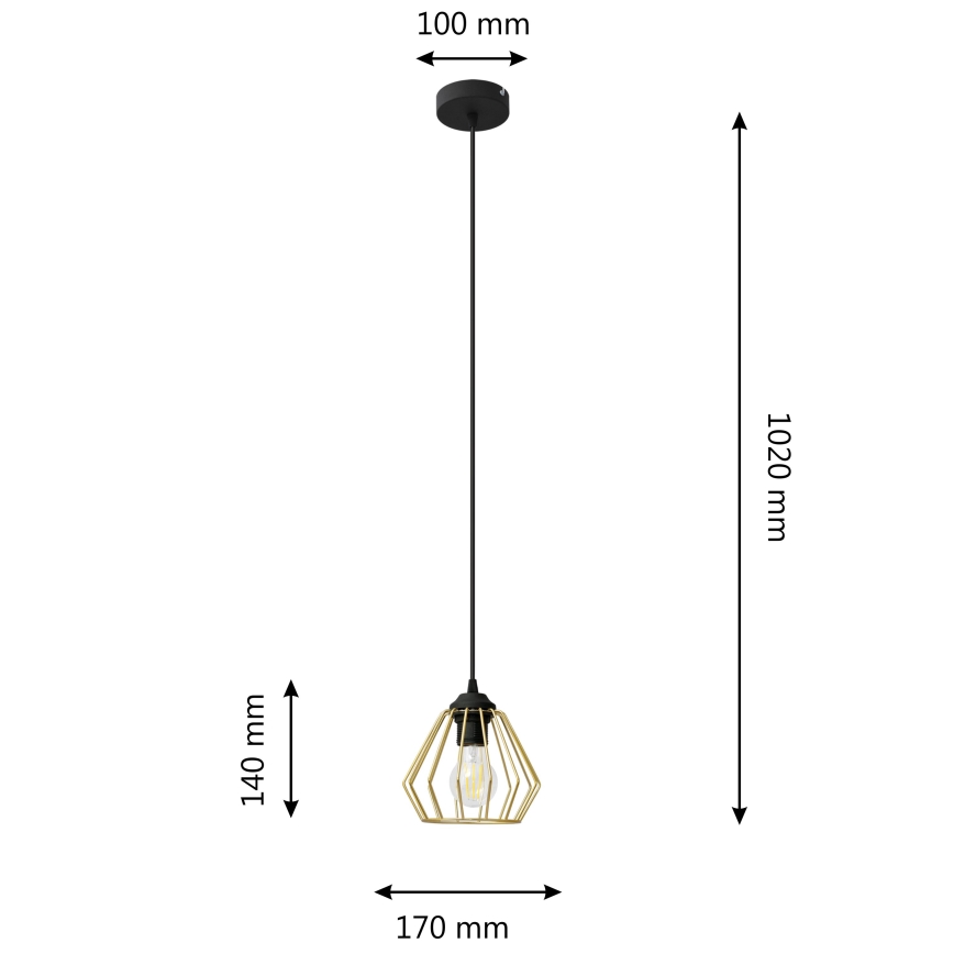 Подвесная люстра AGAT 1xE27/15W/230V золотой/черный