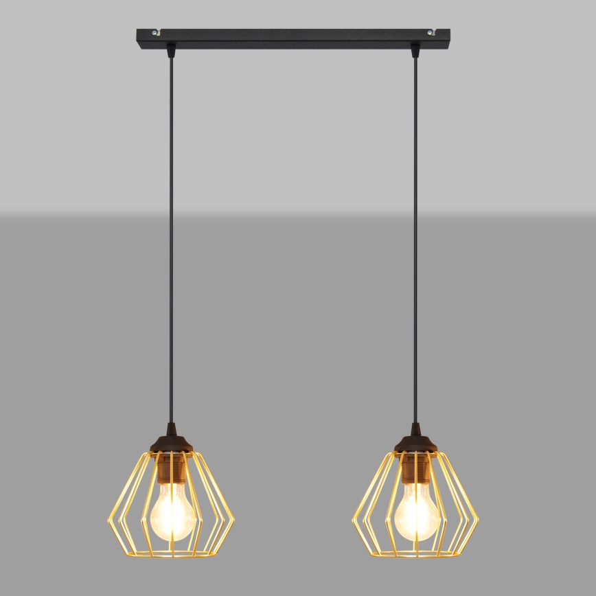 Подвесная люстра AGAT 2xE27/15W/230V золотой/черный