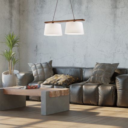 Подвесная люстра AIDA на шнуре, 2xE27/60W/230V, диаметр 35 см, дуб/орех