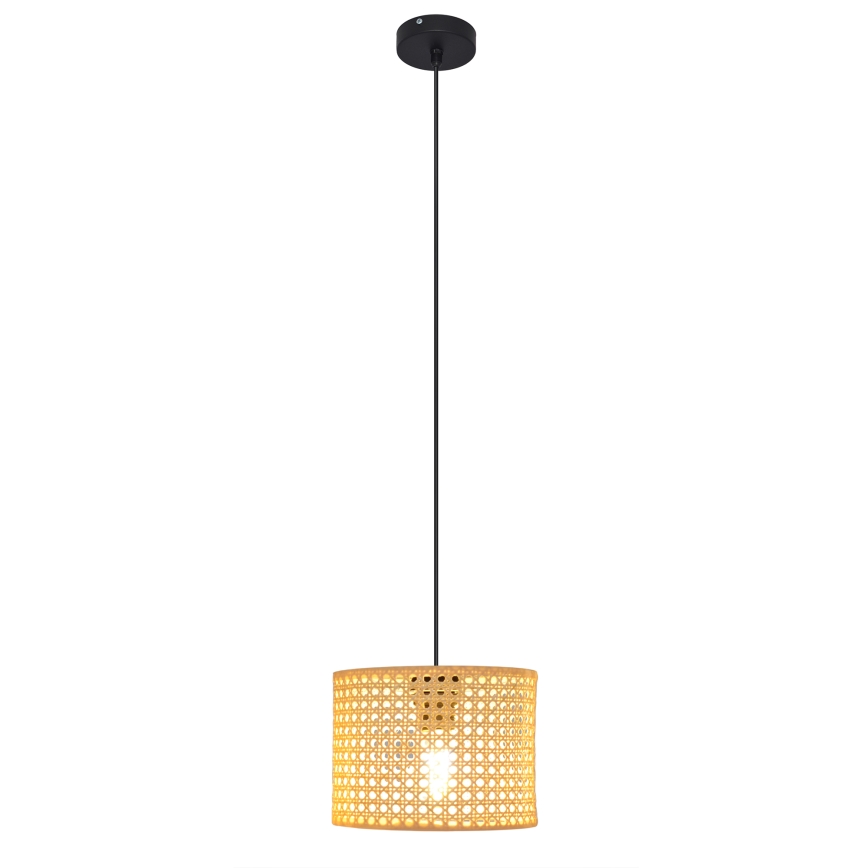 Подвесная люстра ALBA 1xE27/15W/230V диаметр 20 см ротанг/черный