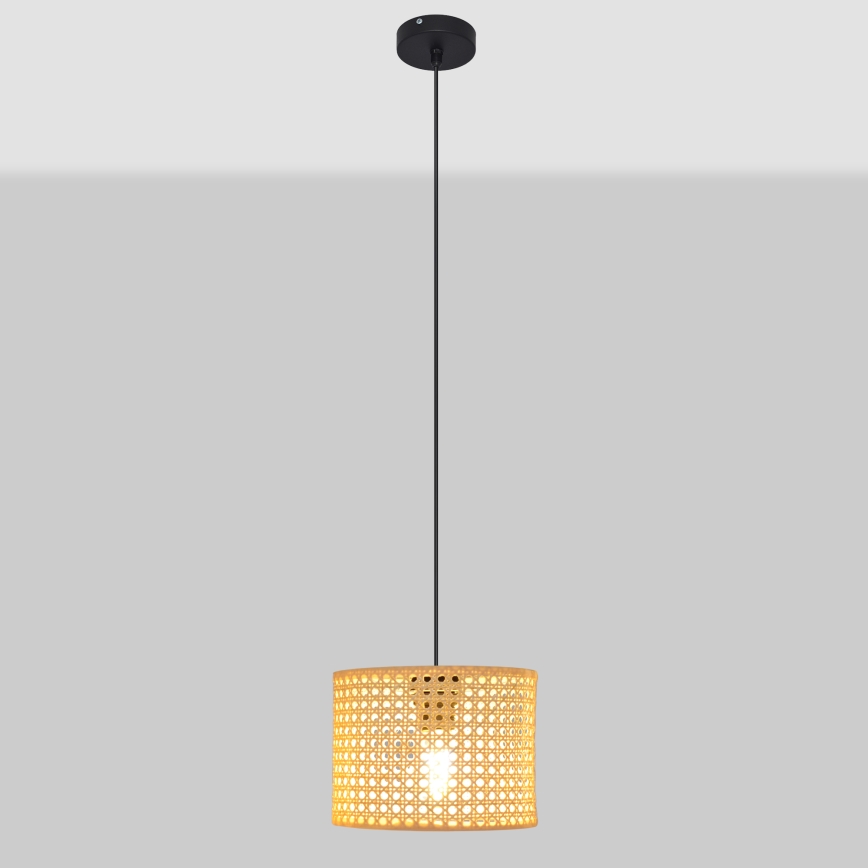 Подвесная люстра ALBA 1xE27/15W/230V диаметр 20 см ротанг/черный