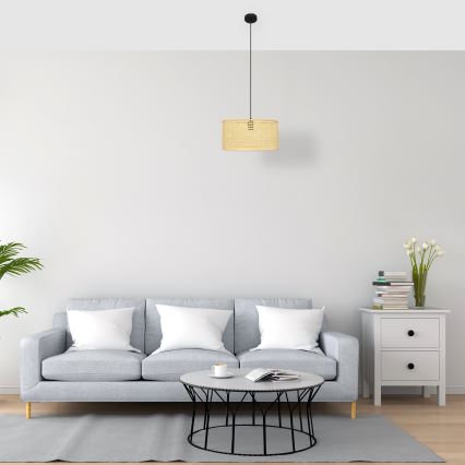 Подвесная люстра ALBA 1xE27/15W/230V диаметр 40 см ротанг/черный
