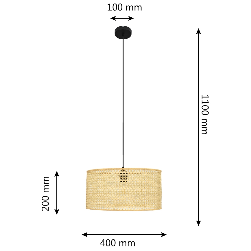 Подвесная люстра ALBA 1xE27/15W/230V диаметр 40 см ротанг/черный