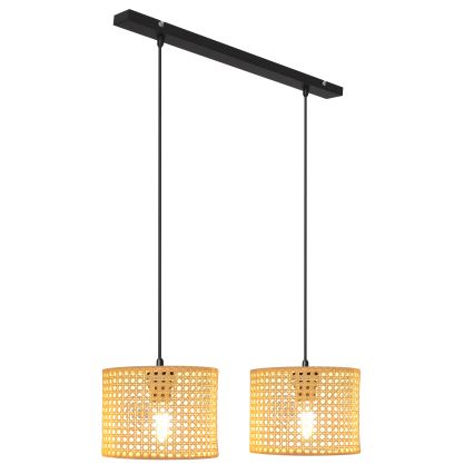 Подвесная люстра ALBA 2xE27/15W/230V ротанг/черный