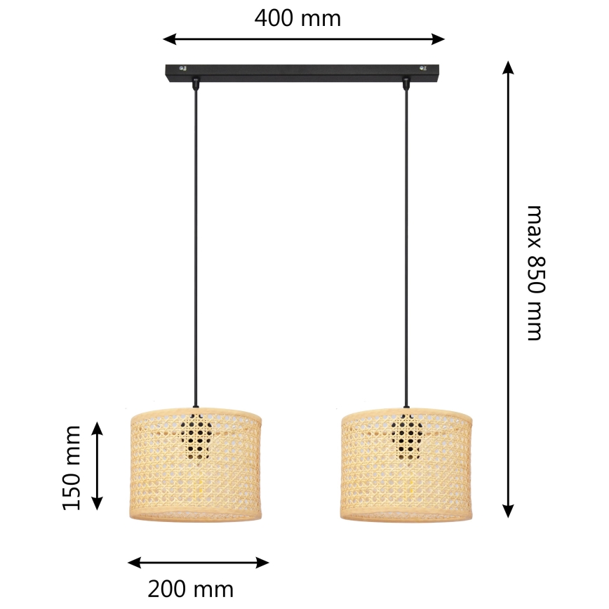 Подвесная люстра ALBA 2xE27/15W/230V ротанг/черный