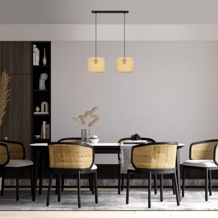 Подвесная люстра ALBA 2xE27/15W/230V ротанг/черный