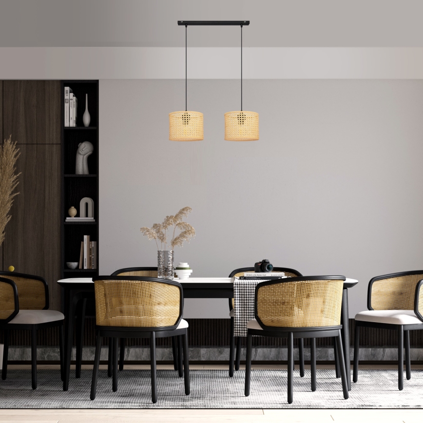 Подвесная люстра ALBA 2xE27/15W/230V ротанг/черный