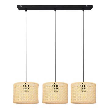 Подвесная люстра ALBA 3xE27/15W/230V ротанг/черный
