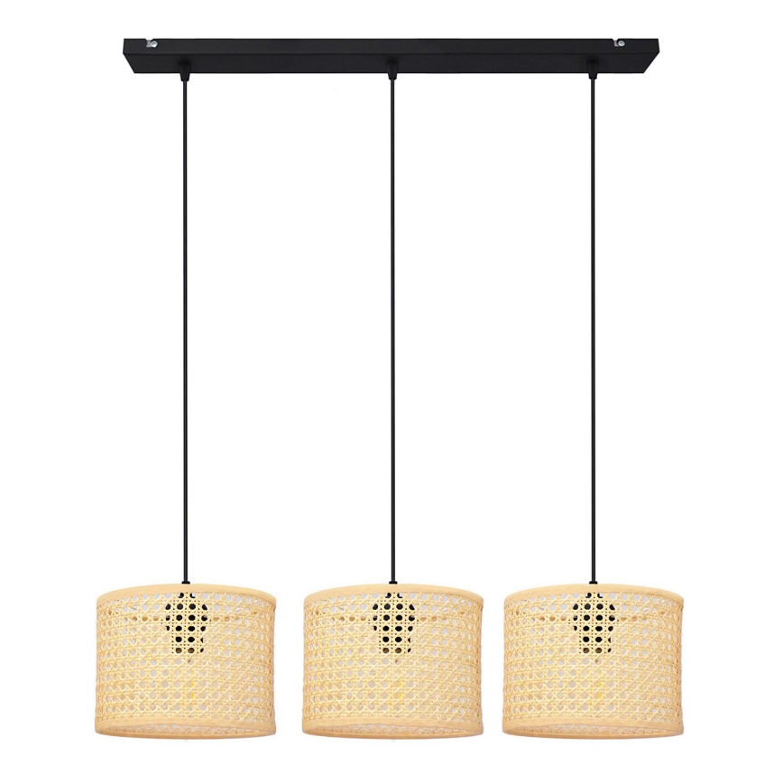 Подвесная люстра ALBA 3xE27/15W/230V ротанг/черный
