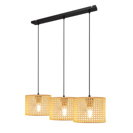 Подвесная люстра ALBA 3xE27/15W/230V ротанг/черный
