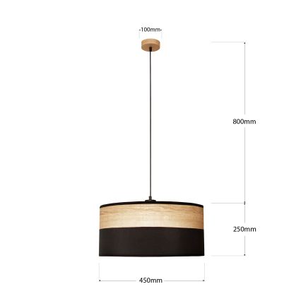 Подвесная люстра ALBA на шнуре, 1xE27 (15W, 230V), диаметр 45 см, чёрная/коричневая