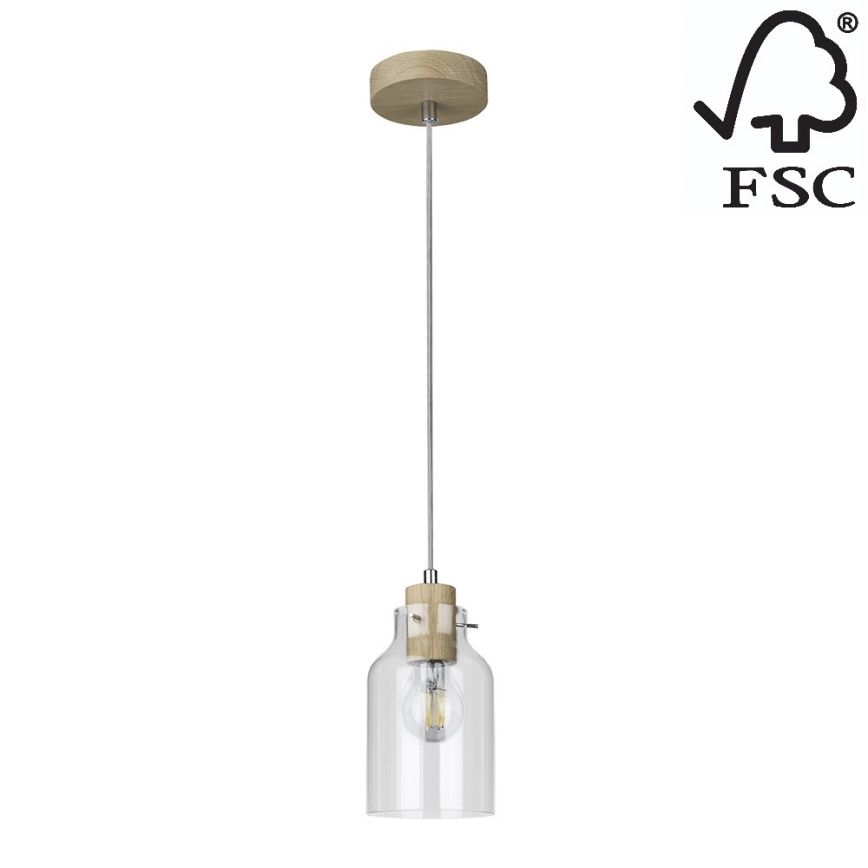 Подвесная люстра ALESSANDRO 1xE27/60W/230V дуб - сертифицировано FSC