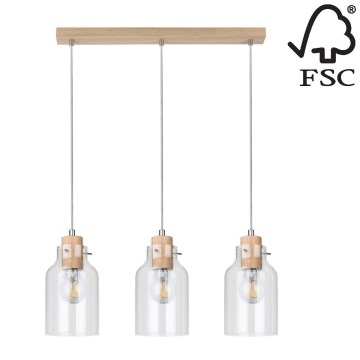 Подвесная люстра ALESSANDRO 3xE27/60W/230V дуб - сертифицировано FSC
