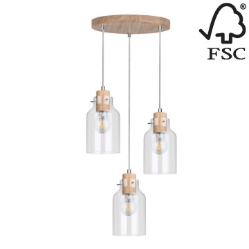 Подвесная люстра ALESSANDRO 3xE27/60W/230V дуб - сертифицировано FSC