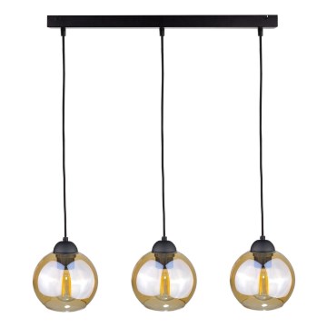 Подвесная люстра AMBRE BLACK 3xE27/60W/230V черный/дымчатый коричневый