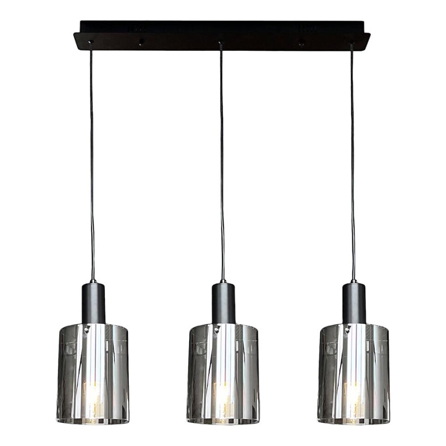 Подвесная люстра ARCADIA 3xE27/60W/230V черный/дымчатый