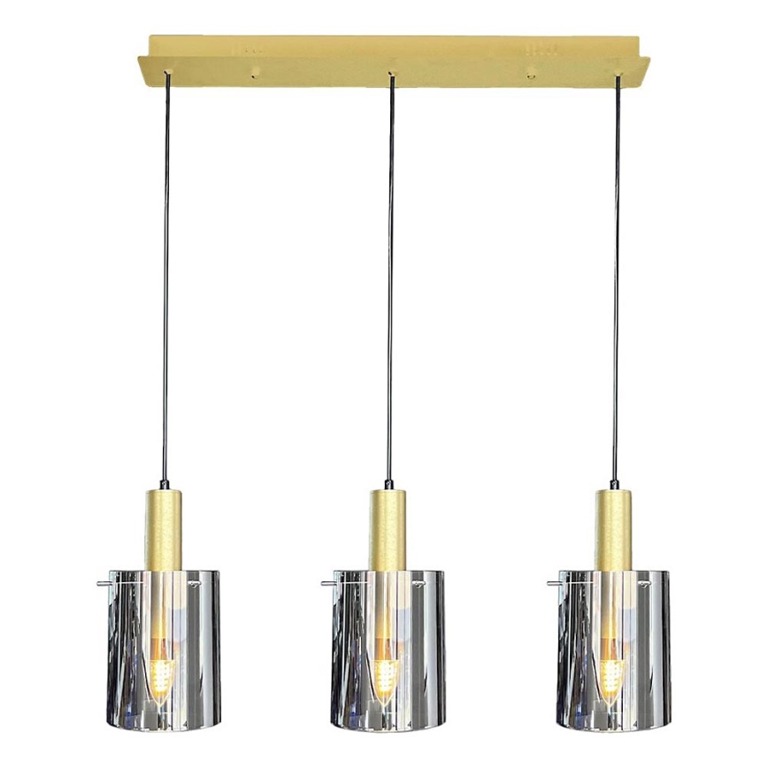 Подвесная люстра ARCADIA 3xE27/60W/230V золотистый/дымчатый