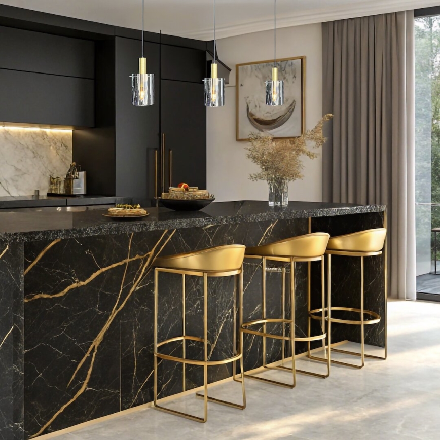 Подвесная люстра ARCADIA 3xE27/60W/230V золотистый/дымчатый