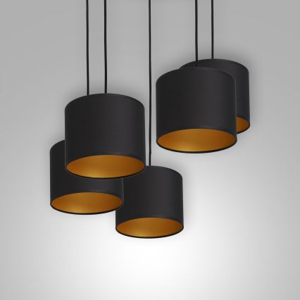Подвесная люстра ARDEN 5xE27/60W/230V черная/золотая