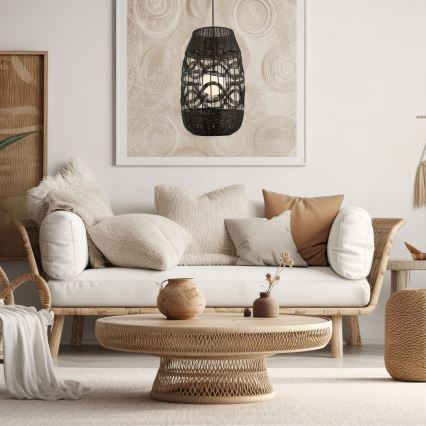 Подвесная люстра ARONA 1xG9/9W/230V диаметр 40 см ротанг/черный