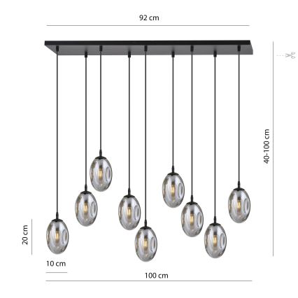 Подвесная люстра ASTRAL 9xE14/10W/230V черный/дымчатый