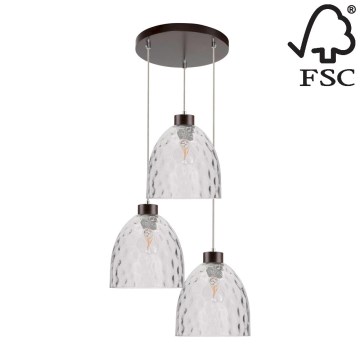Подвесная люстра AURA 3xE27/60W/230V бук - сертифицировано FSC