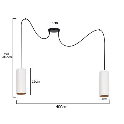 Подвесная люстра AVALO 2xE27/60W/230V белый/медный