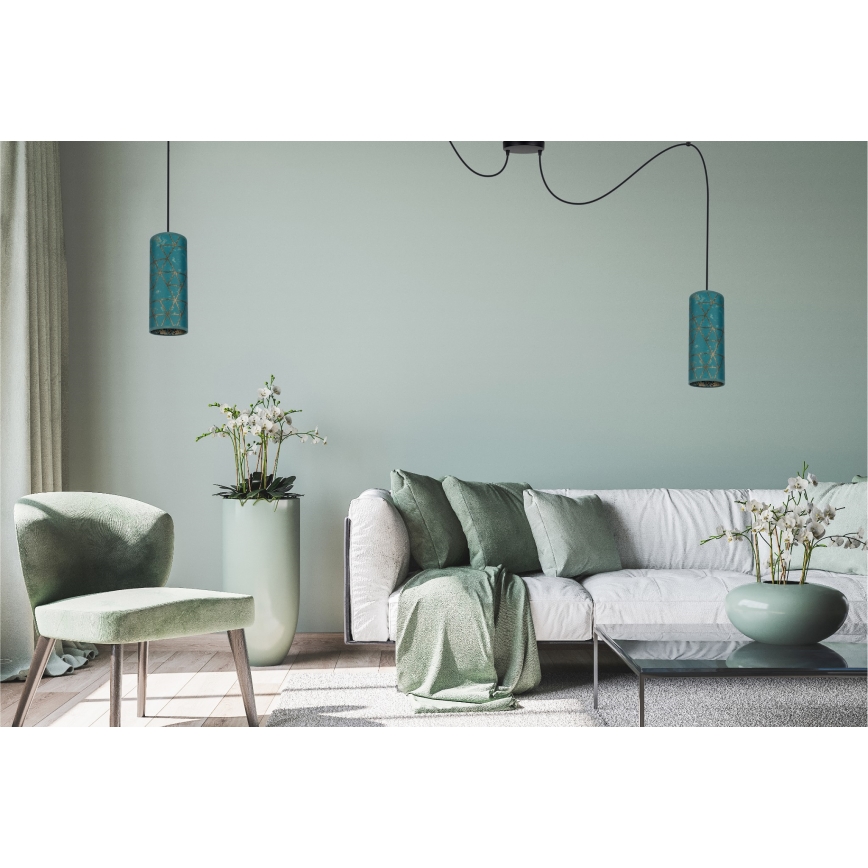 Подвесная люстра AVALO 2xE27/60W/230V бирюзовый/золотистый
