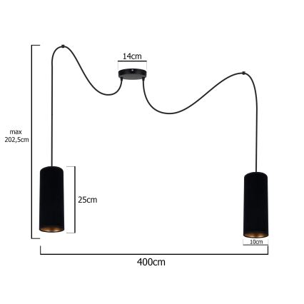 Подвесная люстра AVALO 2xE27/60W/230V черный