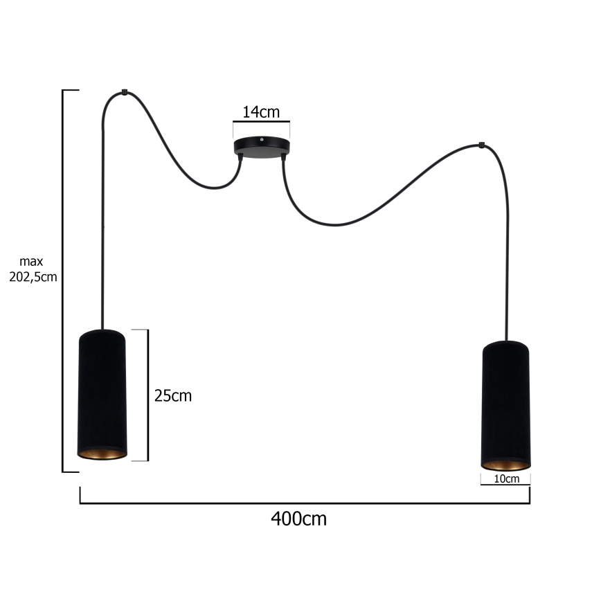 Подвесная люстра AVALO 2xE27/60W/230V черный