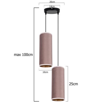 Подвесная люстра AVALO 2xE27/60W/230V диаметр 20 см розовый