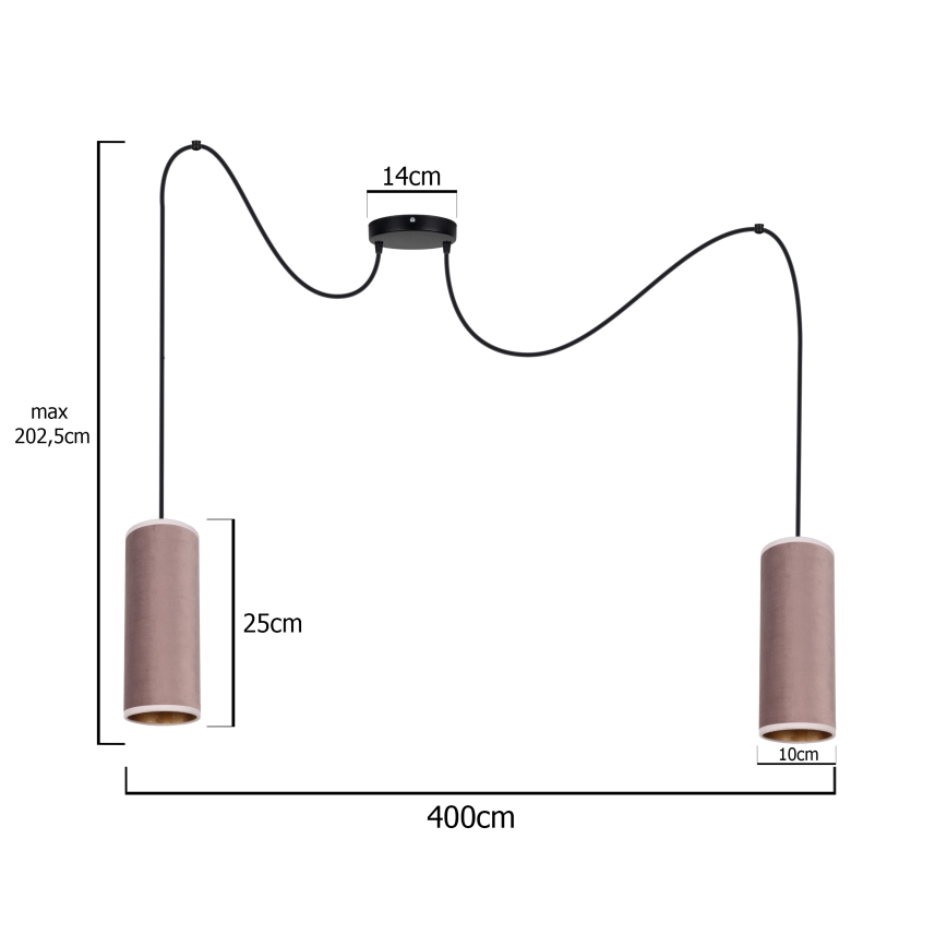 Подвесная люстра AVALO 2xE27/60W/230V розовый/медный