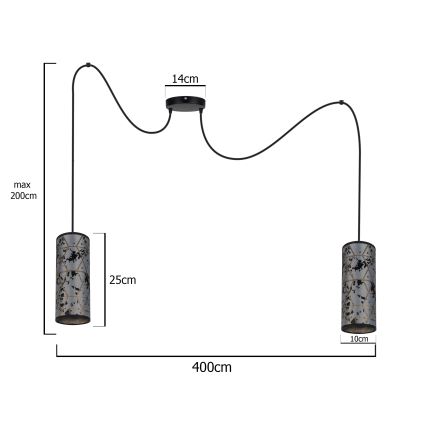 Подвесная люстра AVALO 2xE27/60W/230V серый/черный