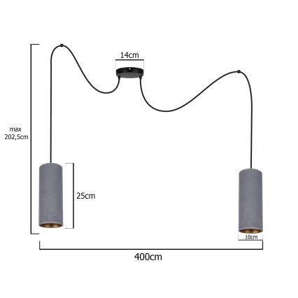Подвесная люстра AVALO 2xE27/60W/230V серый