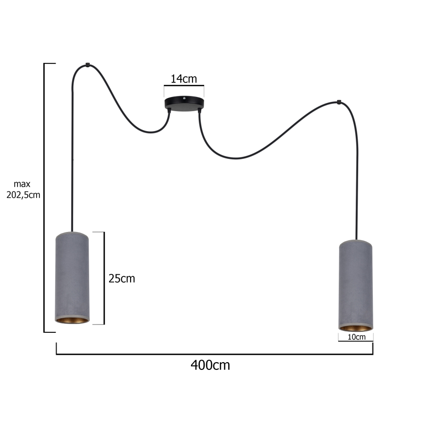 Подвесная люстра AVALO 2xE27/60W/230V серый