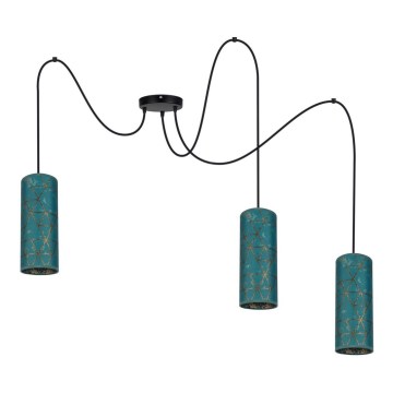 Подвесная люстра AVALO 3xE27/60W/230V бирюзовый/золотистый
