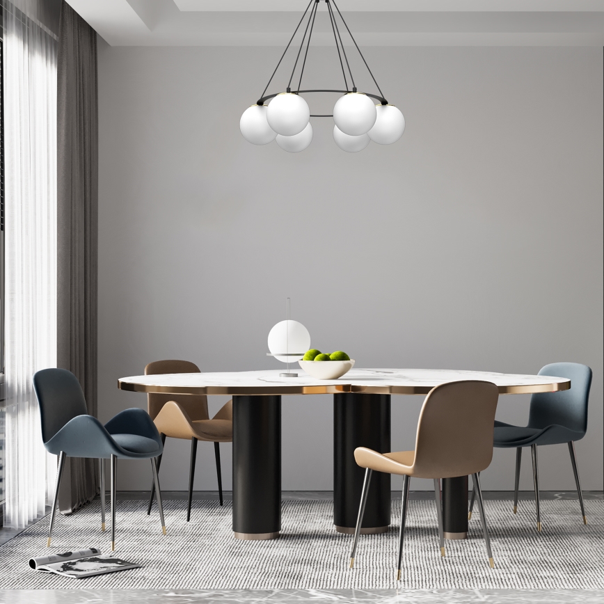Подвесная люстра BALLO 6xE27/15W/230V черная/белая