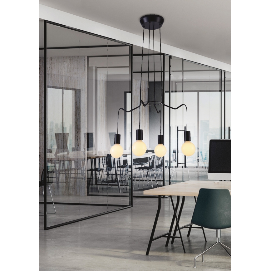 Подвесная люстра BASSO 4xE27/40W/230V черная