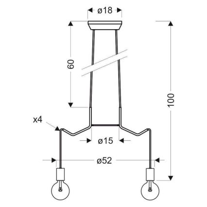 Подвесная люстра BASSO 4xE27/40W/230V черная