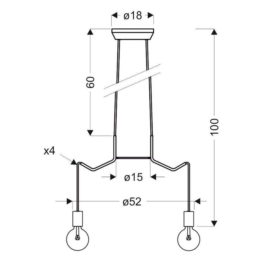 Подвесная люстра BASSO 4xE27/40W/230V черная