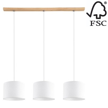 Подвесная люстра BENITA 3xE27/40W/230V белый/дуб – сертифицировано FSC