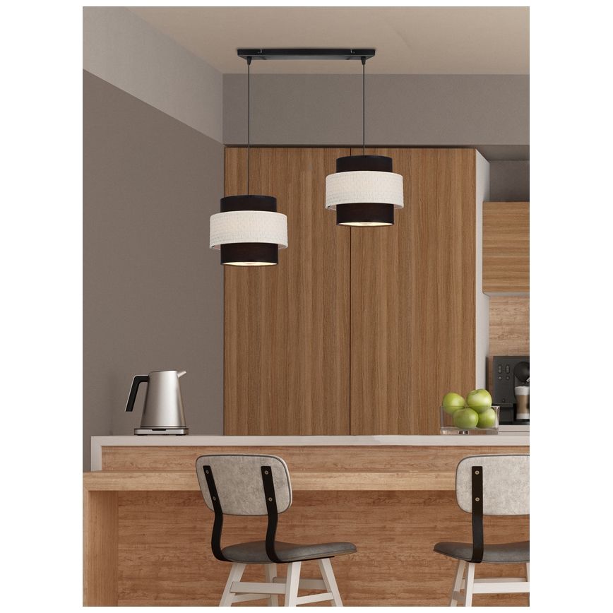 Подвесная люстра BENTA 2xE27/40W/230V черный/кремовый