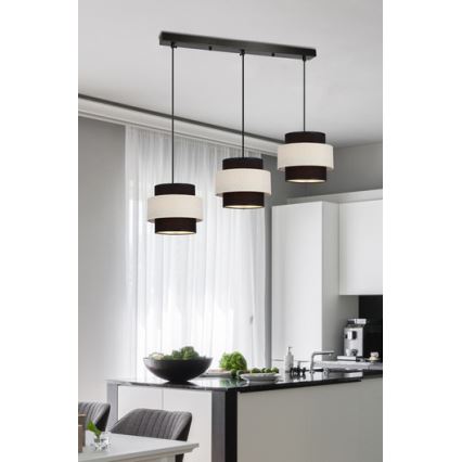 Подвесная люстра BENTA 3xE27/40W/230V черный/кремовый