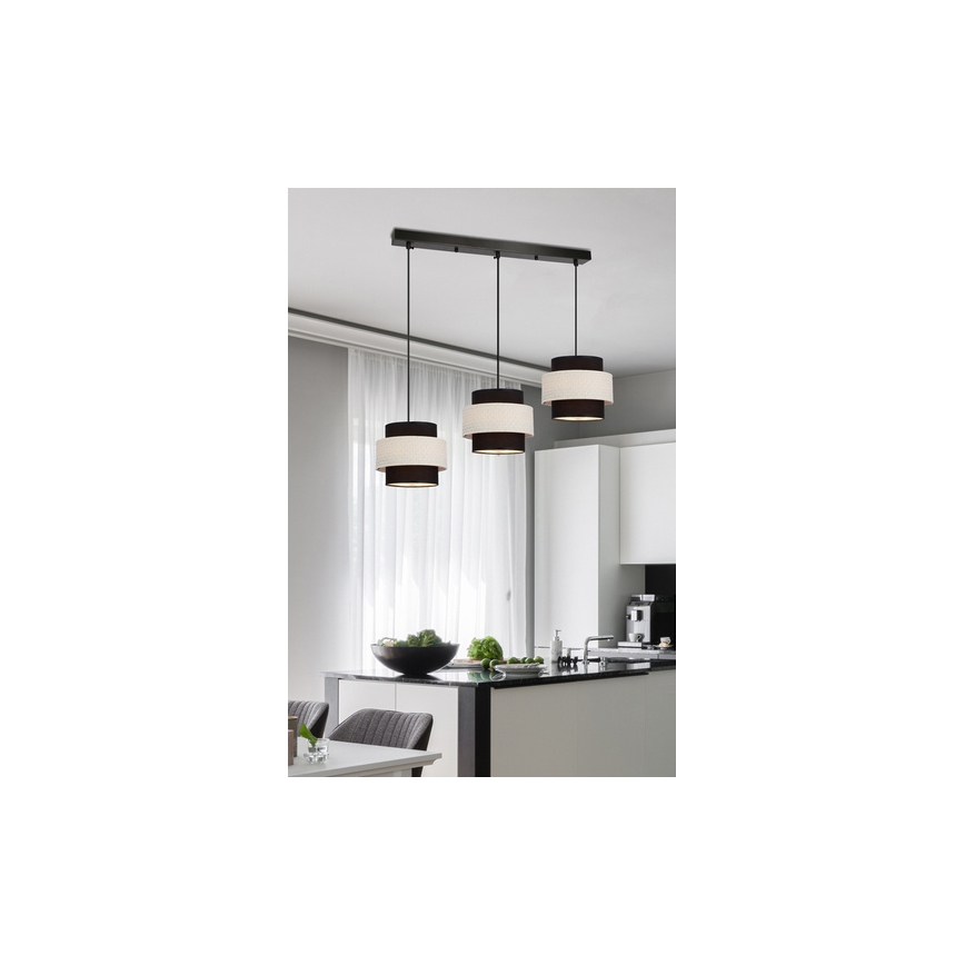Подвесная люстра BENTA 3xE27/40W/230V черный/кремовый