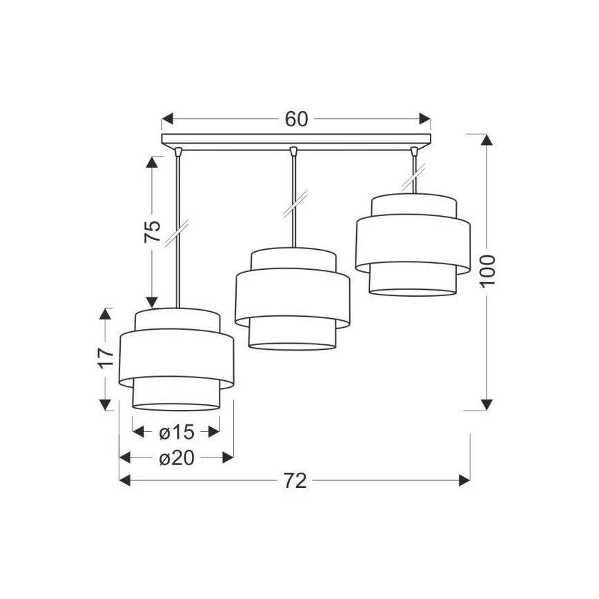 Подвесная люстра BENTA 3xE27/40W/230V черный/кремовый