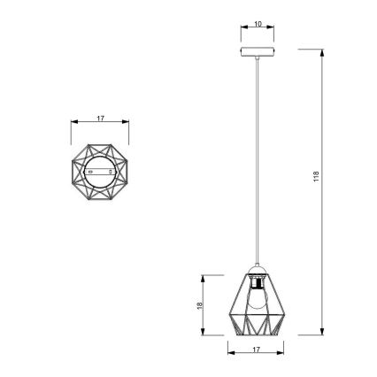 Подвесная люстра BERGEN 1xE27/60W/230V черная/золотая