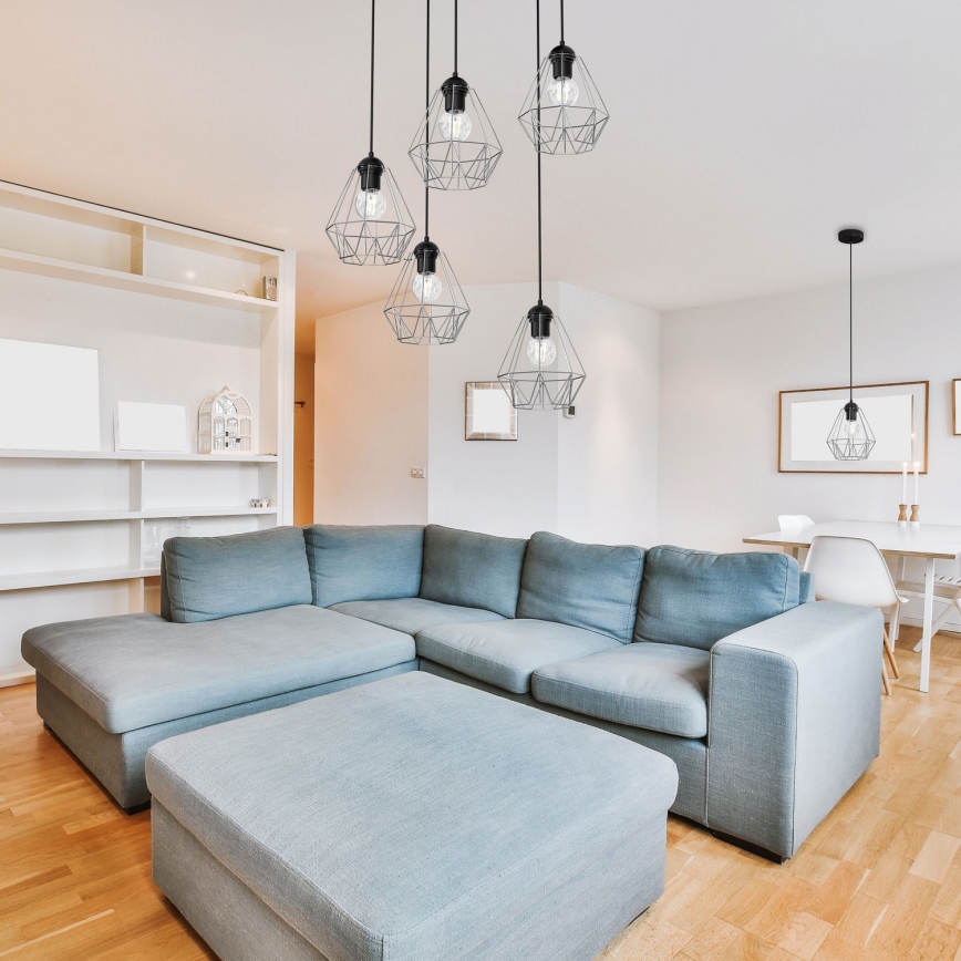 Подвесная люстра BERGEN 1xE27/60W/230V черная/блестящий хром